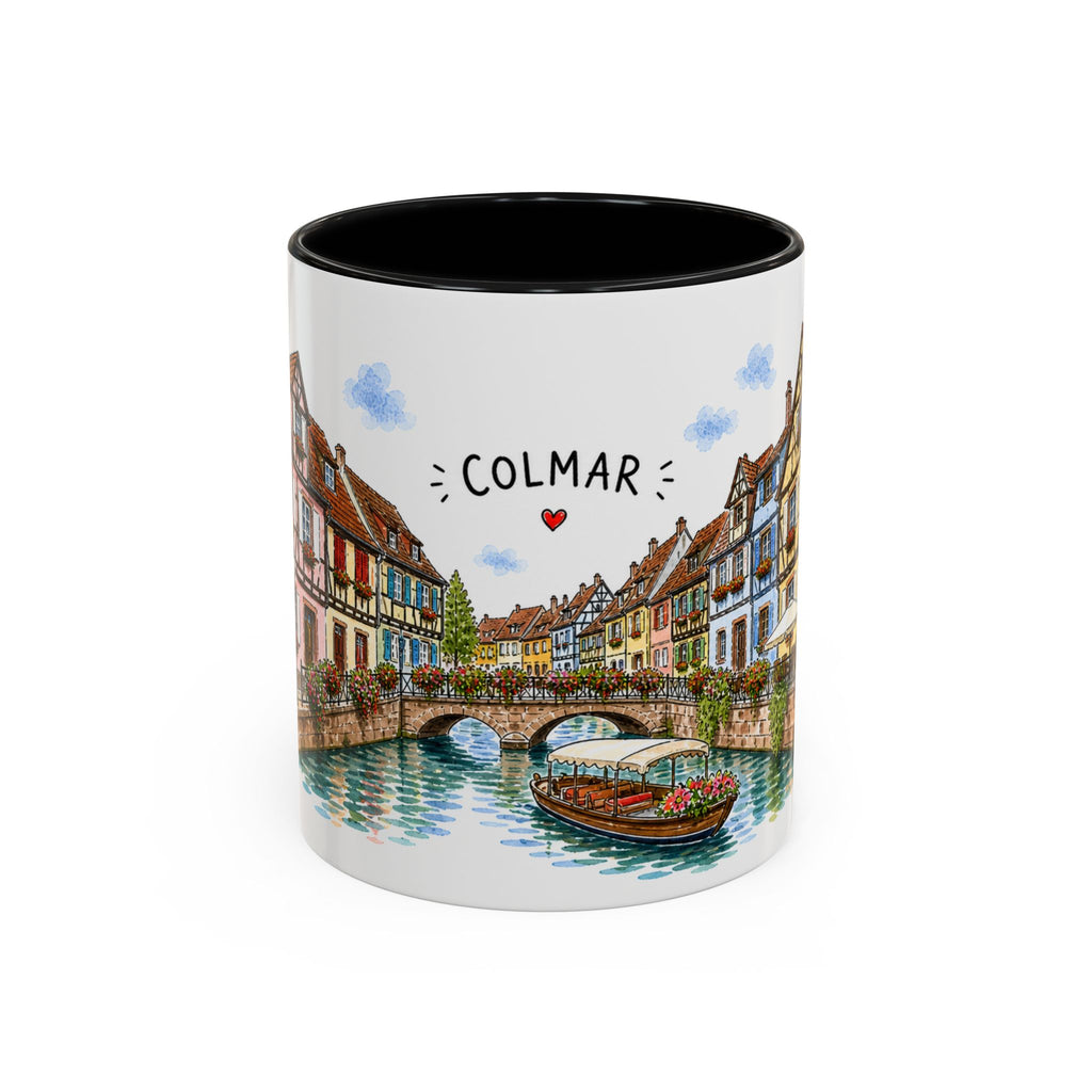 Colmar Illustrated Travel Mug | France Souvenir Accent Coffee Mug | 11oz 15oz Ceramic Cup