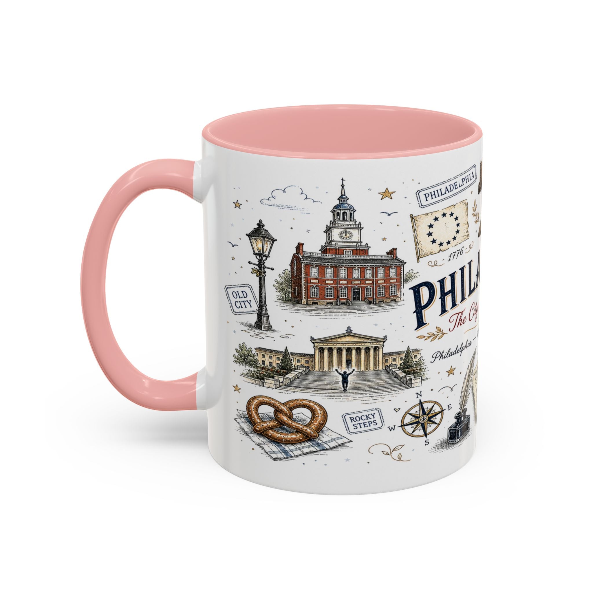 Philadelphia Coffee Mug | Pennsylvania Souvenir City Gift | Accent Color Ceramic 11oz 15oz