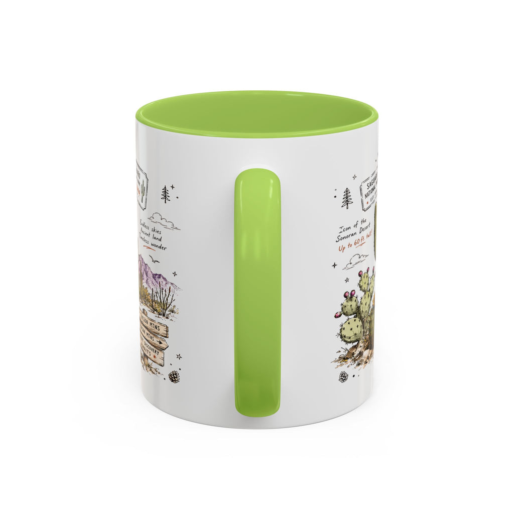Saguaro National Park Coffee Mug | Arizona Desert Cactus Sunset Gift | Accent Color Ceramic 11oz 15oz