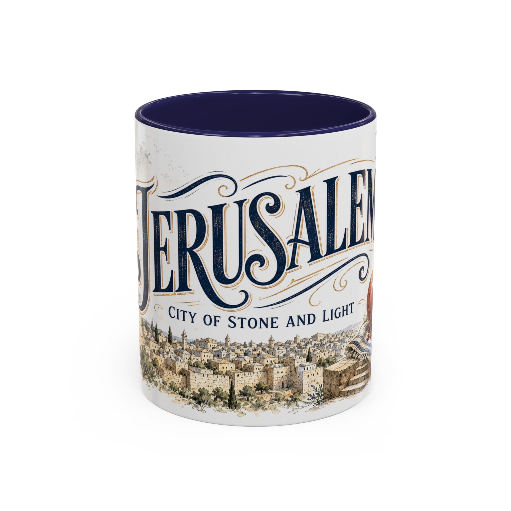 Jerusalem Coffee Mug | Jerusalem region Travel Souvenir | Vintage Illustrated City Gift | 11 oz 15 oz Accent Mug