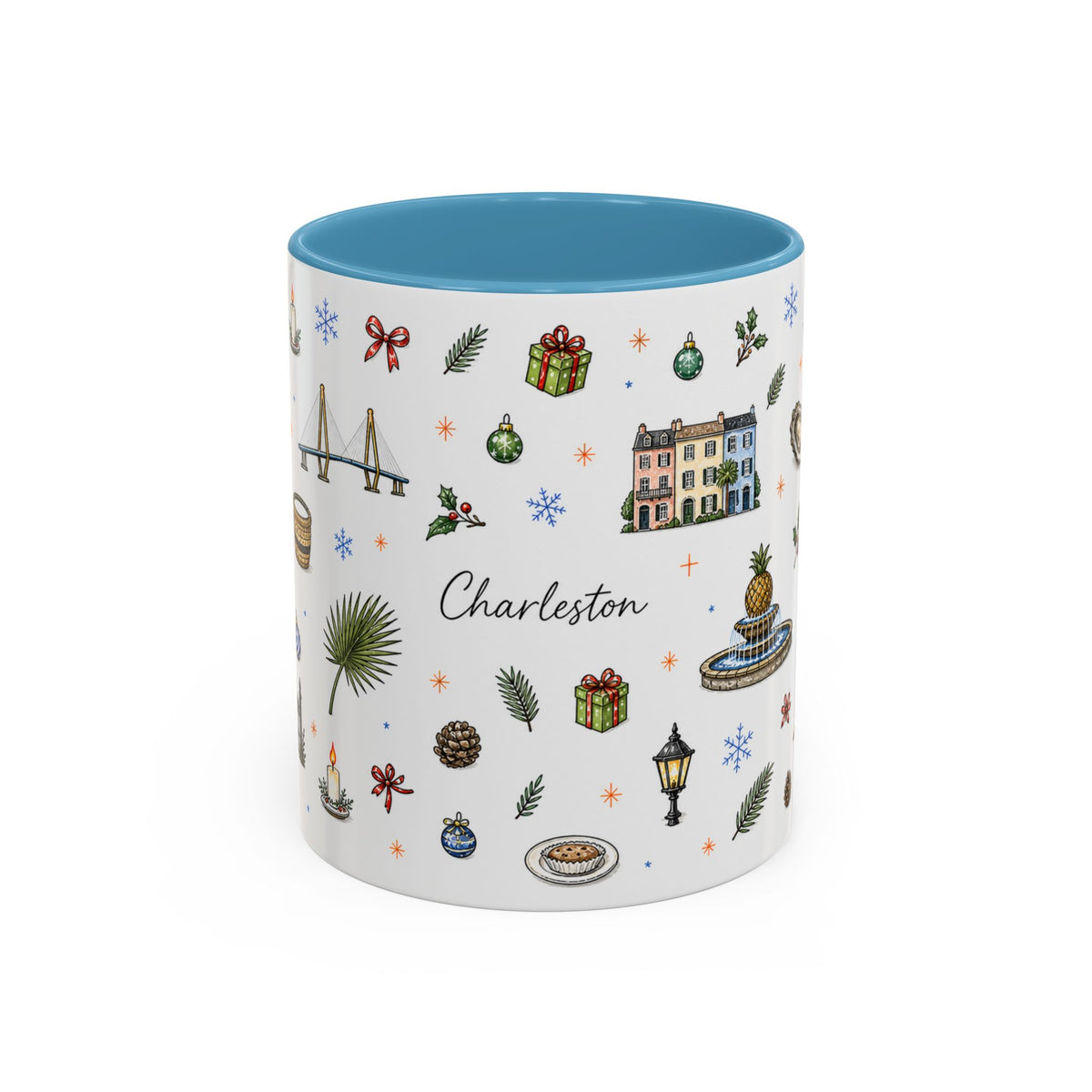Charleston Christmas Mug | Watercolor City Souvenir, Holiday Travel Gift (11oz/15oz)