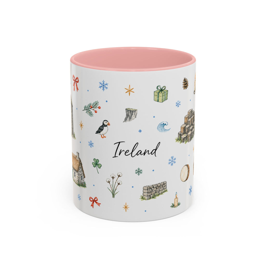 Ireland Christmas Mug | Watercolor Travel Souvenir | Holiday Gift | Accent Ceramic Coffee Cup 11oz 15oz