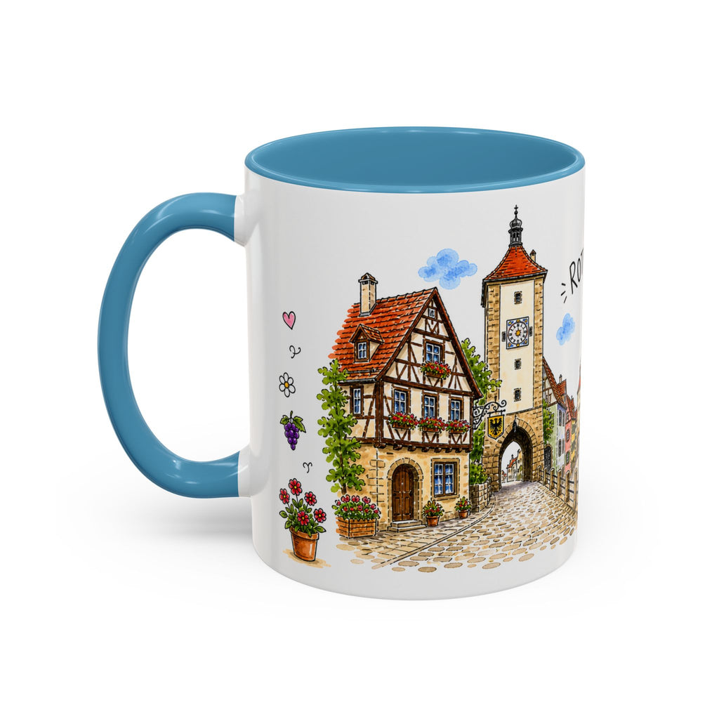 Rothenburg Illustrated Travel Mug | Germany Souvenir Accent Coffee Mug | 11oz 15oz Ceramic Cup