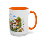 Cesky Krumlov Illustrated Travel Mug | Czechia Souvenir Accent Coffee Mug | 11oz 15oz Ceramic Cup