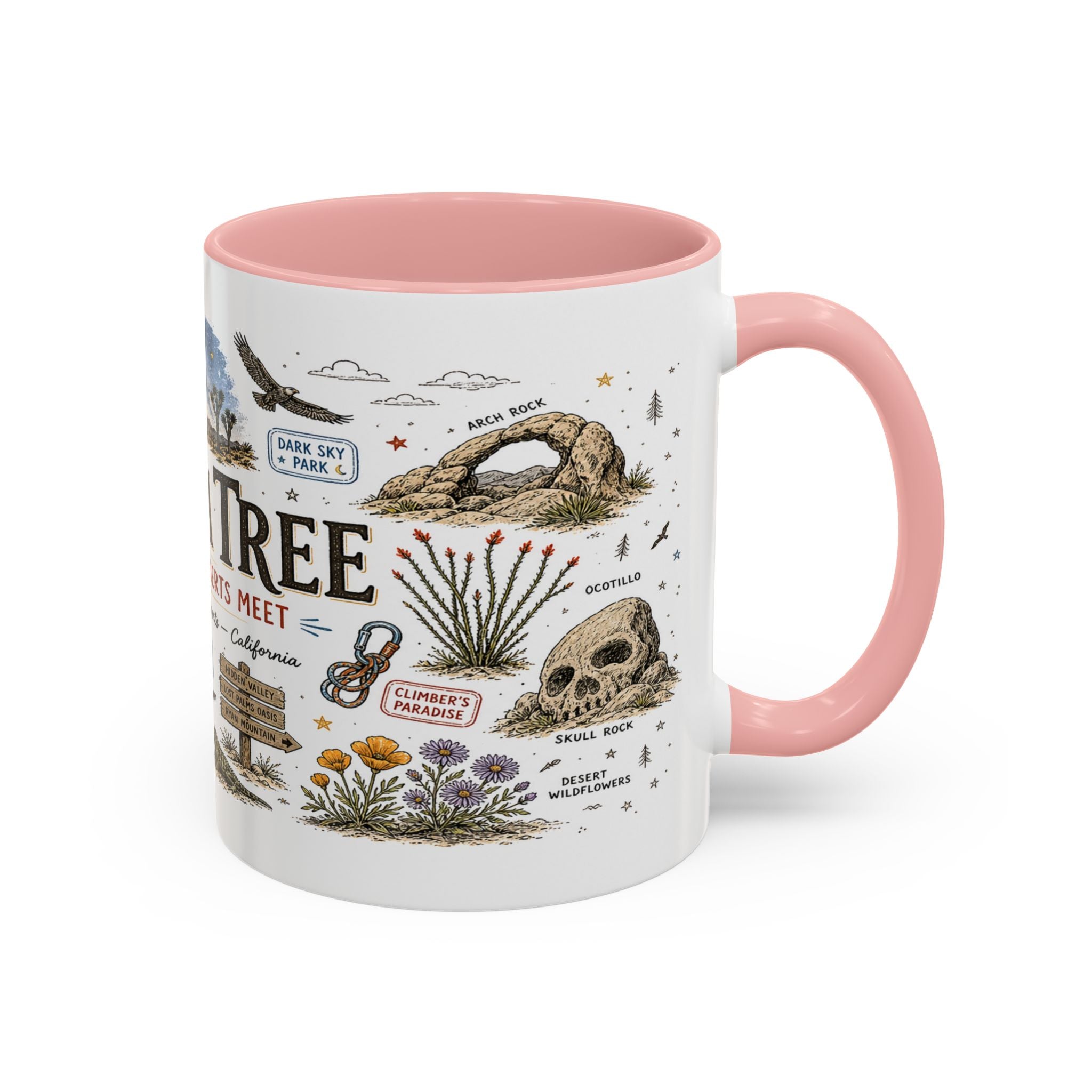 Joshua Tree Coffee Mug | National Park Desert Camping Gift | Accent Color Ceramic 11oz 15oz