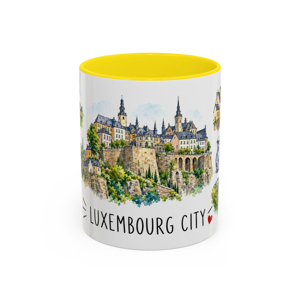 Luxembourg City Illustrated Travel Mug | City Souvenir Accent Coffee Mug | 11oz 15oz Ceramic Cup