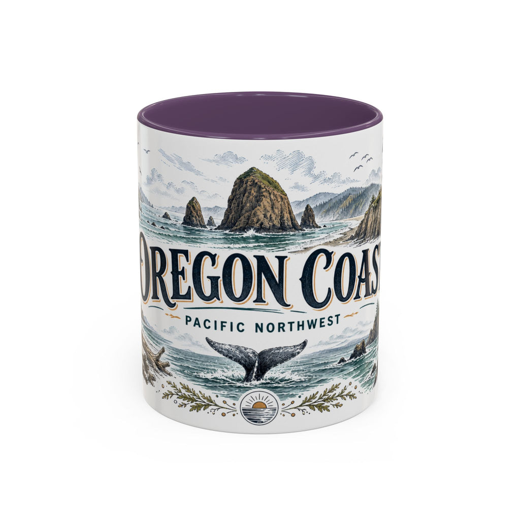 Oregon Coast Mug, Pacific Northwest Travel Souvenir, Bucket List Gift, Accent Ceramic Coffee Mug 11oz 15oz