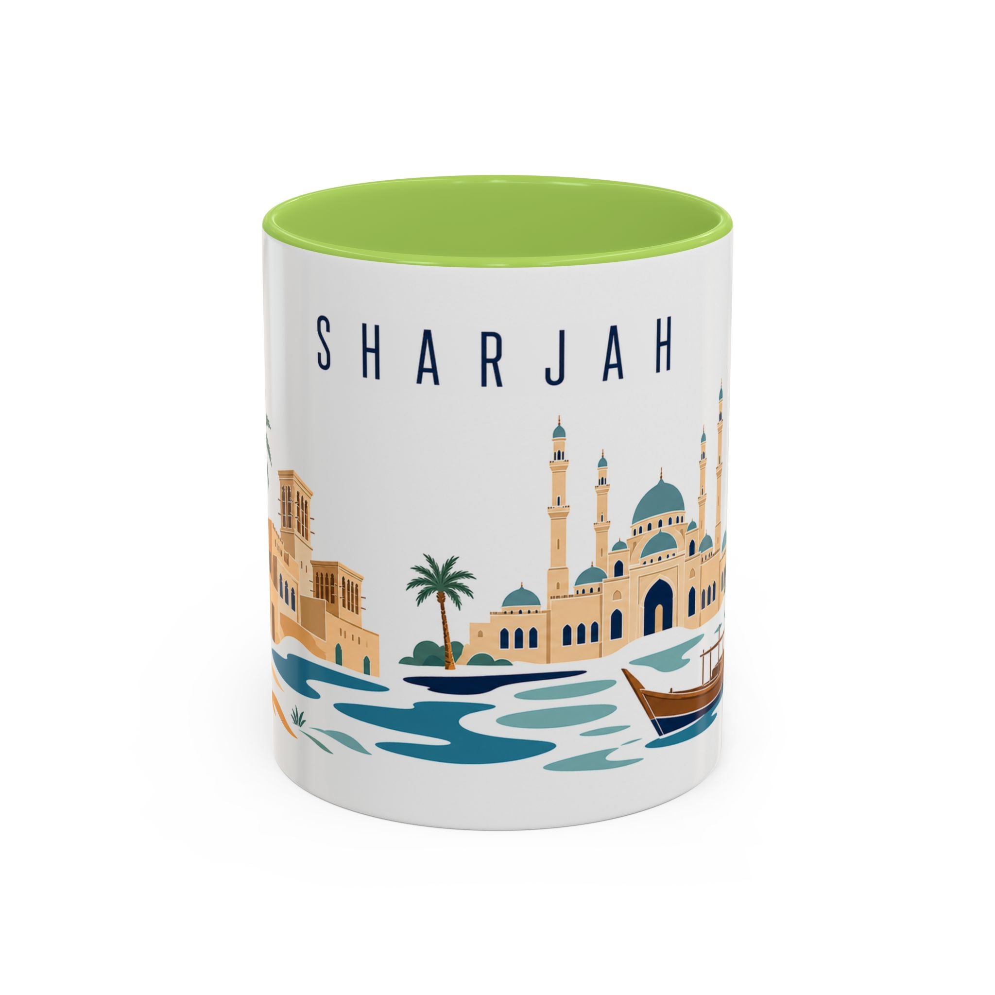 Sharjah Coffee Mug | United Arab Emirates Travel Souvenir | Porcelain Decal City Gift | 11oz 15oz Accent Mug