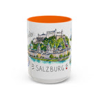 Salzburg Illustrated Travel Mug | City Souvenir Accent Coffee Mug | 11oz 15oz Ceramic Cup
