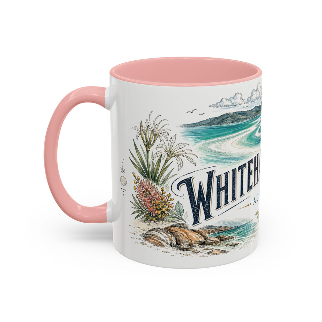 Whitehaven Beach Mug, Australia Travel Souvenir, Bucket List Gift, Accent Ceramic Coffee Mug 11oz 15oz