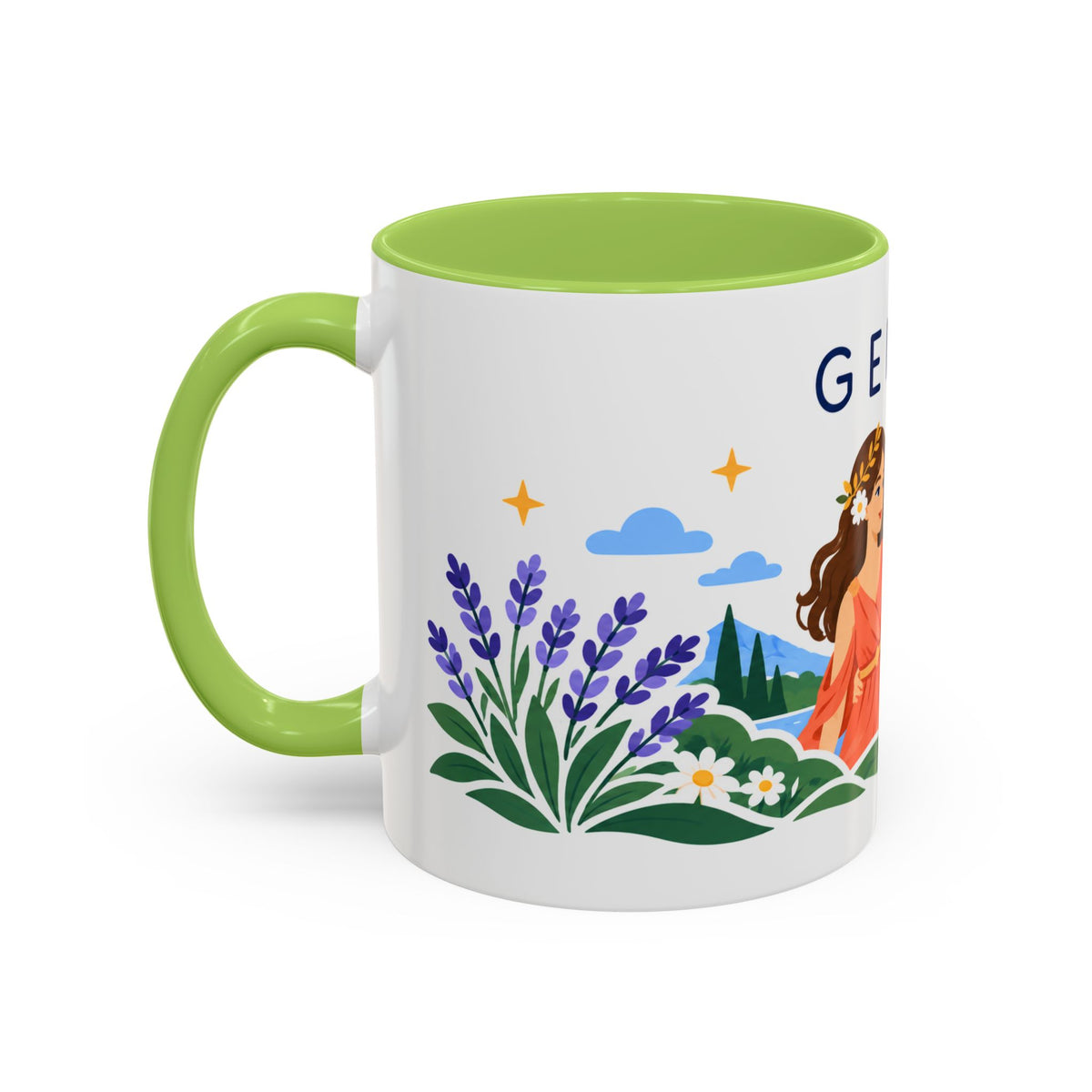 Gemini Zodiac Coffee Mug | Twins and Floral Design | Astrology Birthday Gift | 11 oz 15 oz Ceramic Accent Mug