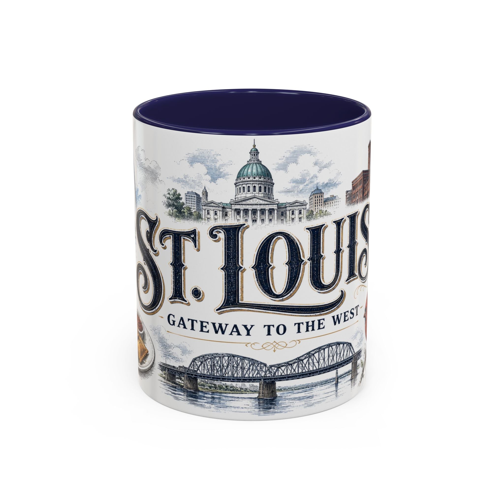 St Louis Coffee Mug | United States Travel Souvenir | Vintage Illustrated City Gift | 11 oz 15 oz Accent Mug