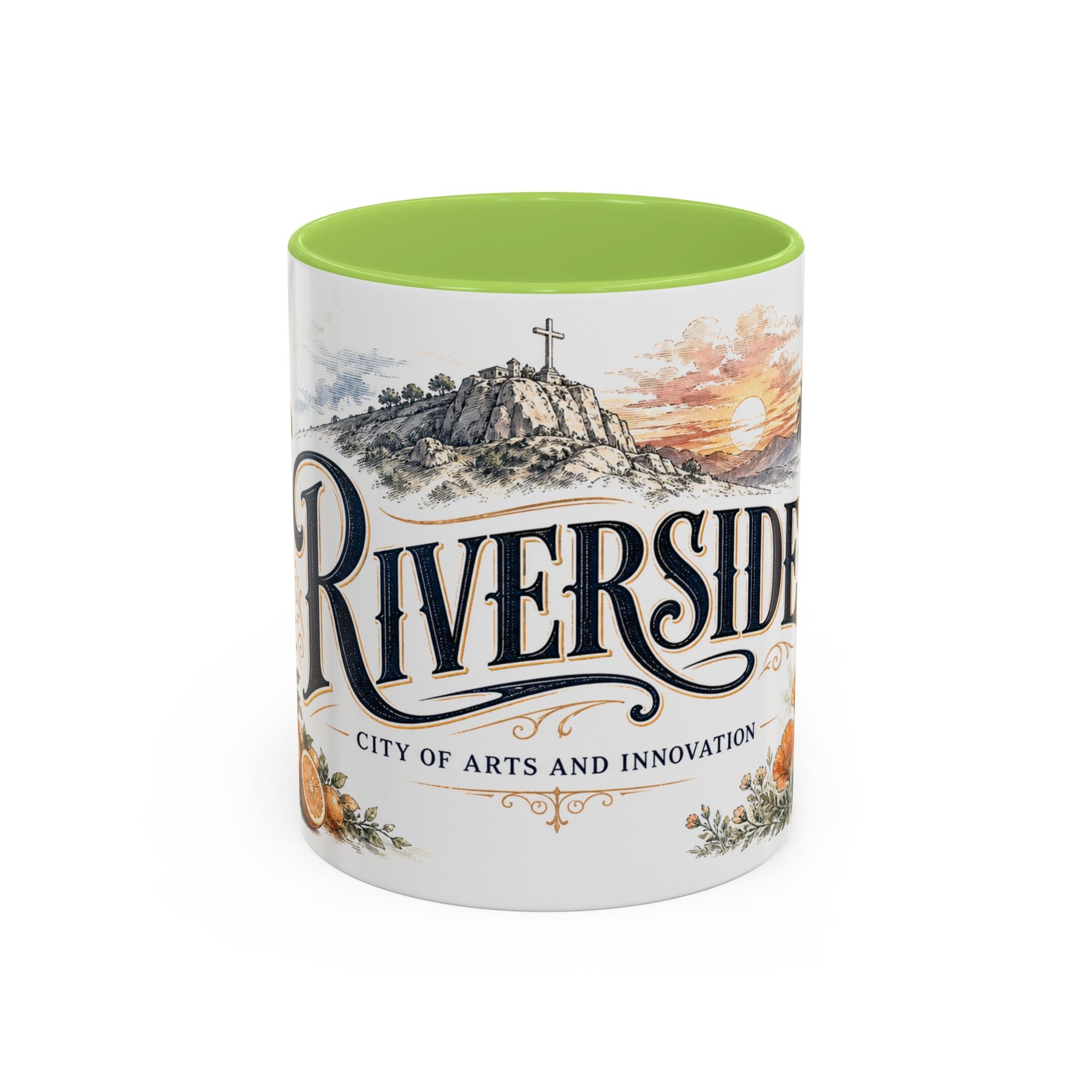 Riverside Coffee Mug | United States Travel Souvenir | Vintage Illustrated City Gift | 11 oz 15 oz Accent Mug