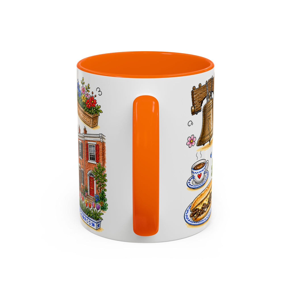 Philadelphia Illustrated Travel Mug | City Souvenir Accent Coffee Mug | 11oz 15oz Ceramic Cup