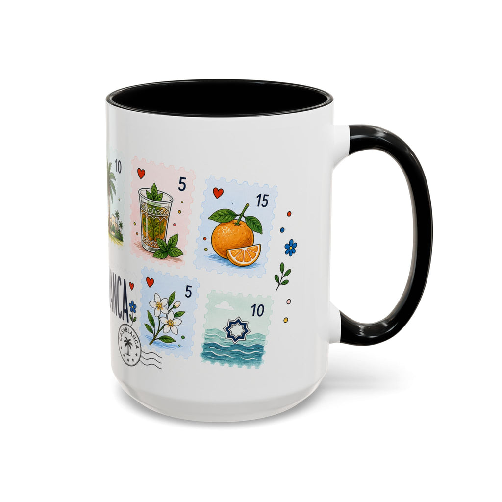 Casablanca Coffee Mug | Postage Stamp Collage Mug | Travel Souvenir Accent Cup 11oz 15oz