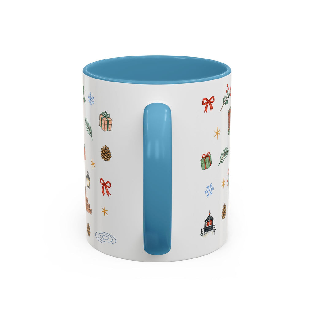 Boston Christmas Mug | Watercolor Travel Souvenir | Holiday Gift | Accent Ceramic Coffee Cup 11oz 15oz