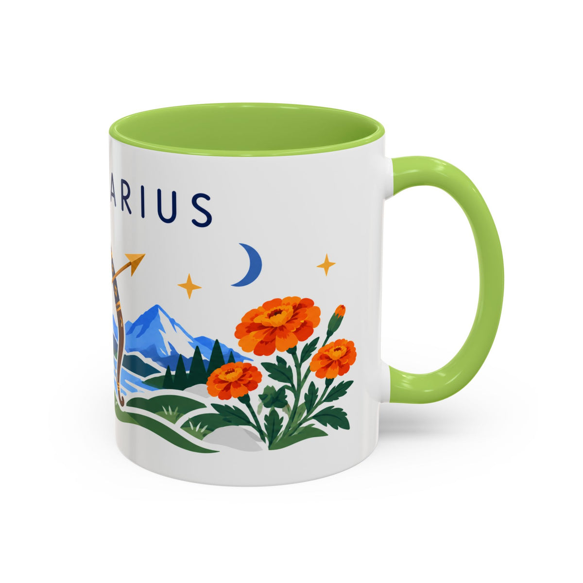 Sagittarius Zodiac Coffee Mug | Bow and Arrow Design | Astrology Birthday Gift | 11 oz 15 oz Ceramic Accent Mug