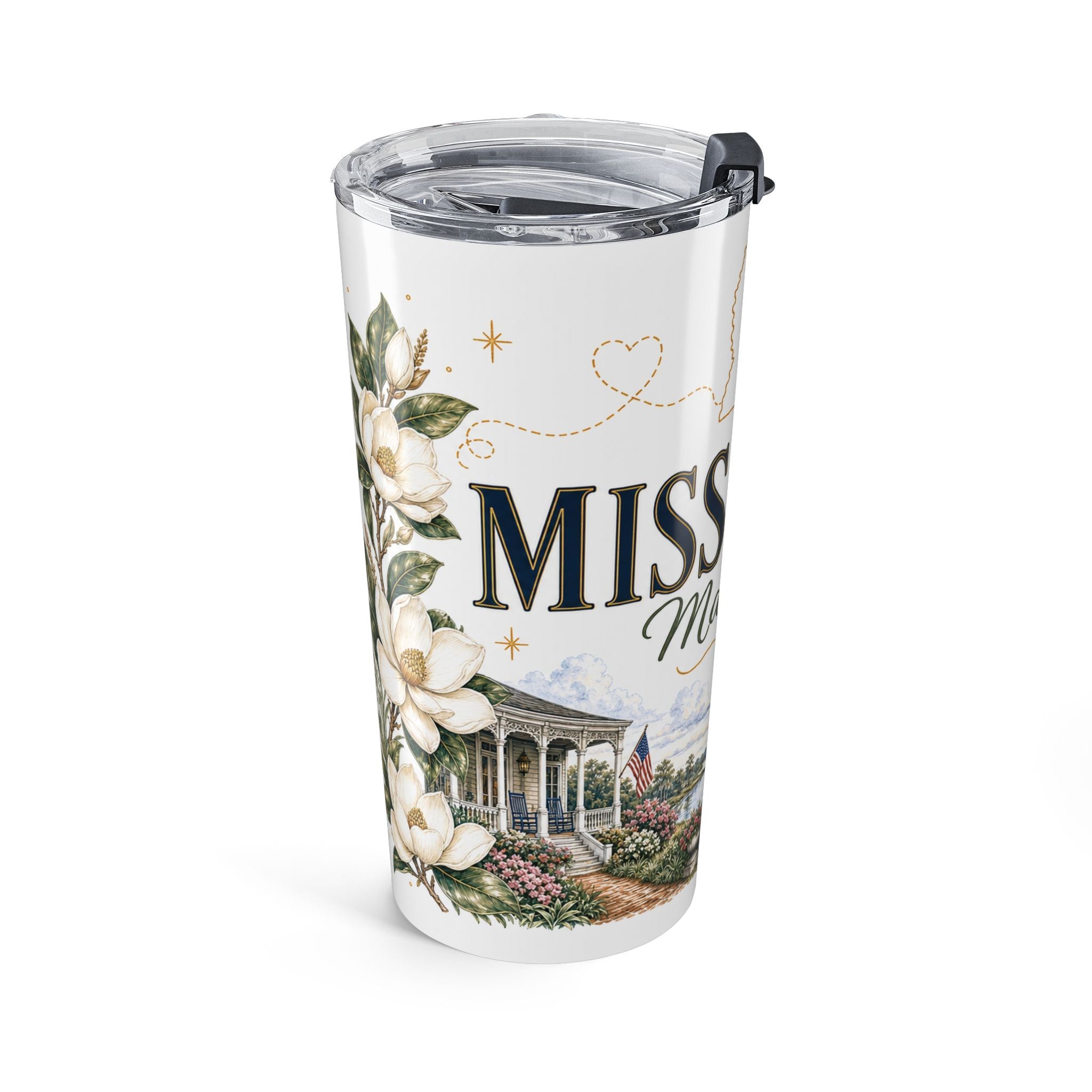 Mississippi State Flower 20oz Tumbler | Magnolia Botanical State Flower Gift | Insulated Stainless Steel Travel Cup