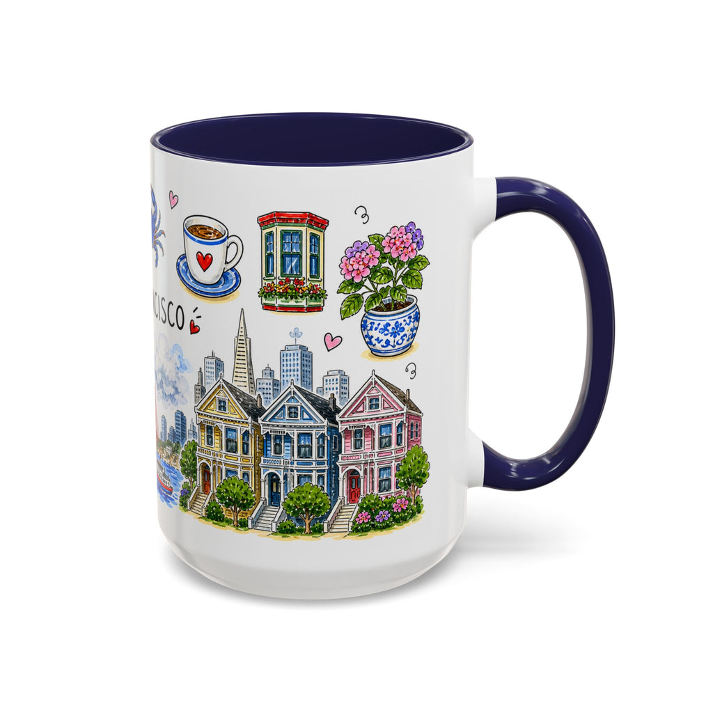 San Francisco Illustrated Travel Mug | City Souvenir Accent Coffee Mug | 11oz 15oz Ceramic Cup