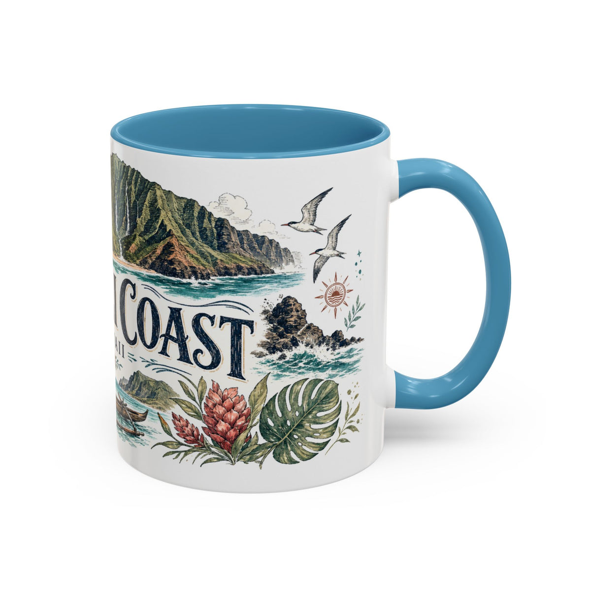 Na Pali Coast Mug, Hawaii Travel Souvenir, Bucket List Gift, Accent Ceramic Coffee Mug 11oz 15oz