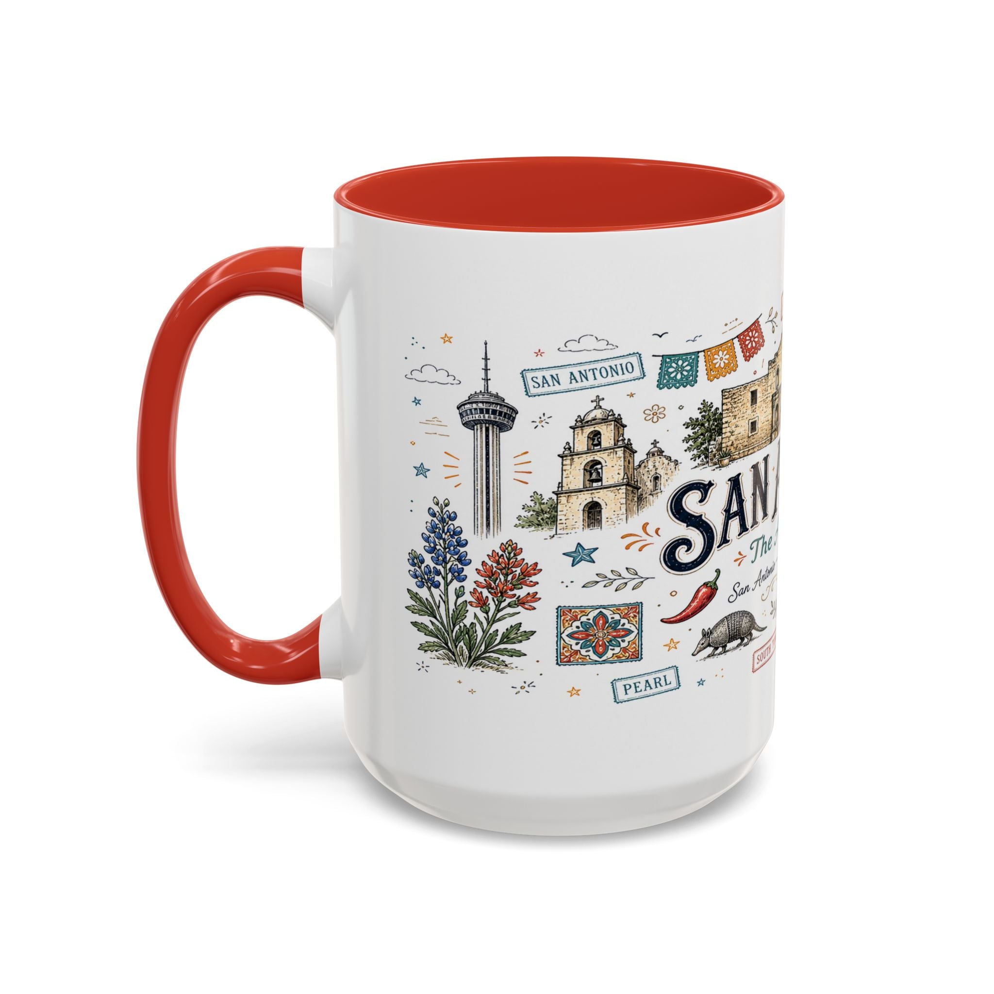 San Antonio Coffee Mug | Texas Souvenir City Gift | Accent Color Ceramic 11oz 15oz