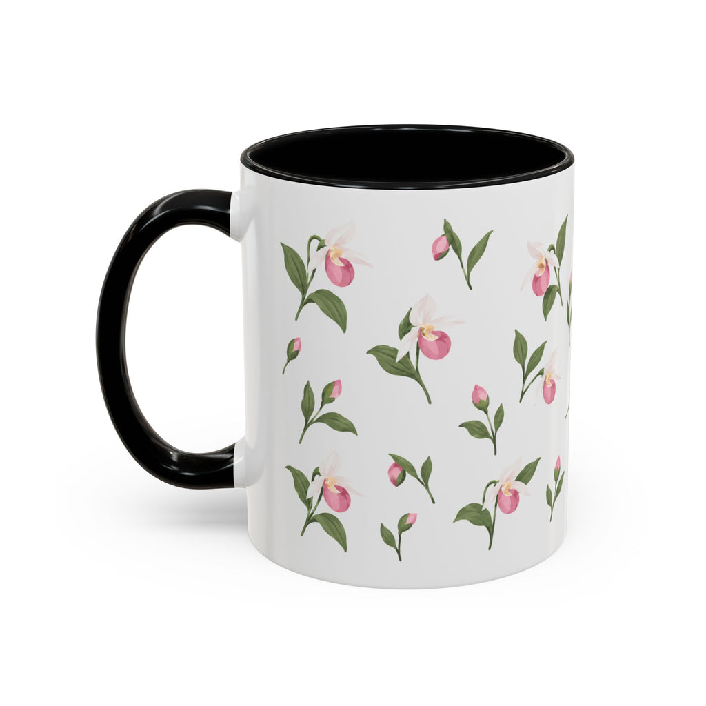 Minnesota Pink and White Lady Slipper Mug, State Flower Floral Coffee Cup, 11oz Botanical Gift