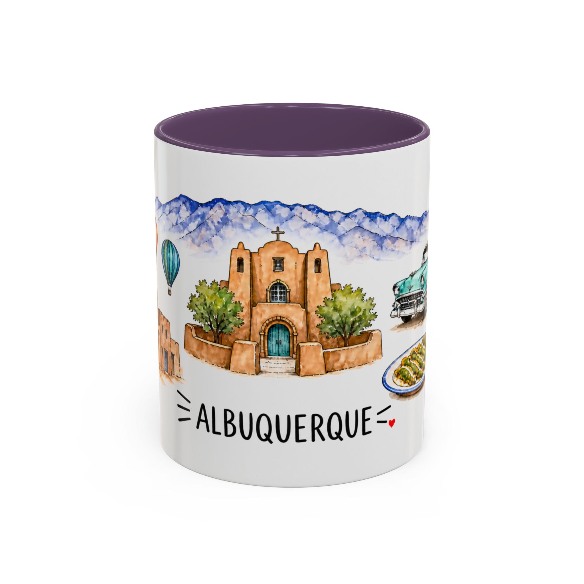Albuquerque Illustrated Travel Mug | City Souvenir Accent Coffee Mug | 11oz 15oz Ceramic Cup