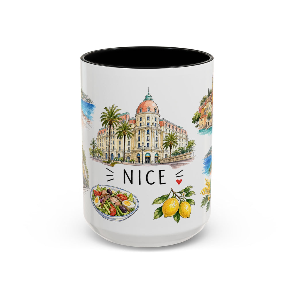 Nice Illustrated Travel Mug | City Souvenir Accent Coffee Mug | 11oz 15oz Ceramic Cup