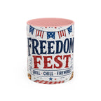 Freedom Fest Coffee Mug | Grill Chill Fireworks 4th of July | Accent Color Ceramic 11oz 15oz