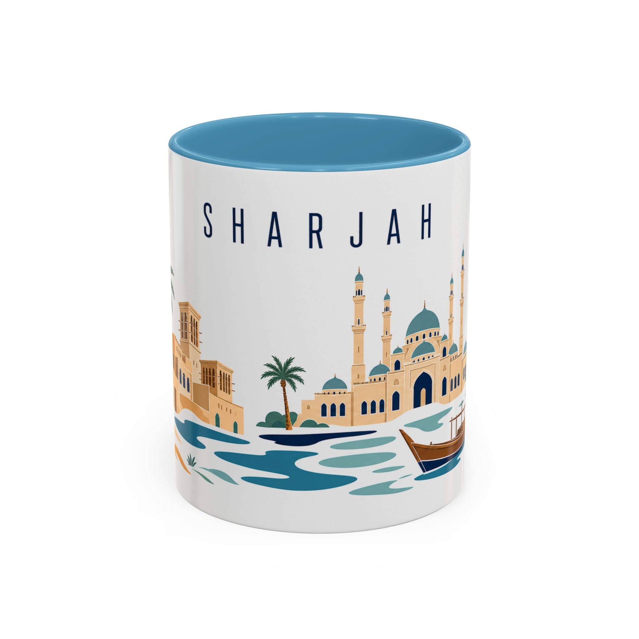 Sharjah Coffee Mug | United Arab Emirates Travel Souvenir | Porcelain Decal City Gift | 11oz 15oz Accent Mug