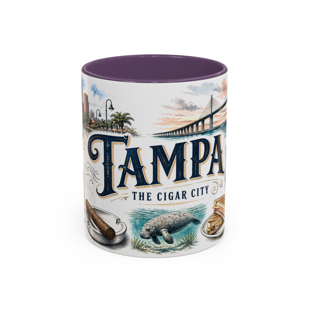 Tampa Coffee Mug | United States Travel Souvenir | Vintage Illustrated City Gift | 11 oz 15 oz Accent Mug