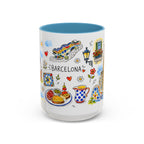 Barcelona Travel Mug | European City Souvenir Accent Coffee Mug | 11oz 15oz Ceramic Cup