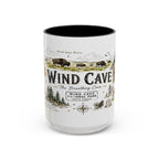 Wind Cave National Park Coffee Mug | South Dakota Cave Bison Prairie Gift | Accent Color Ceramic 11oz 15oz