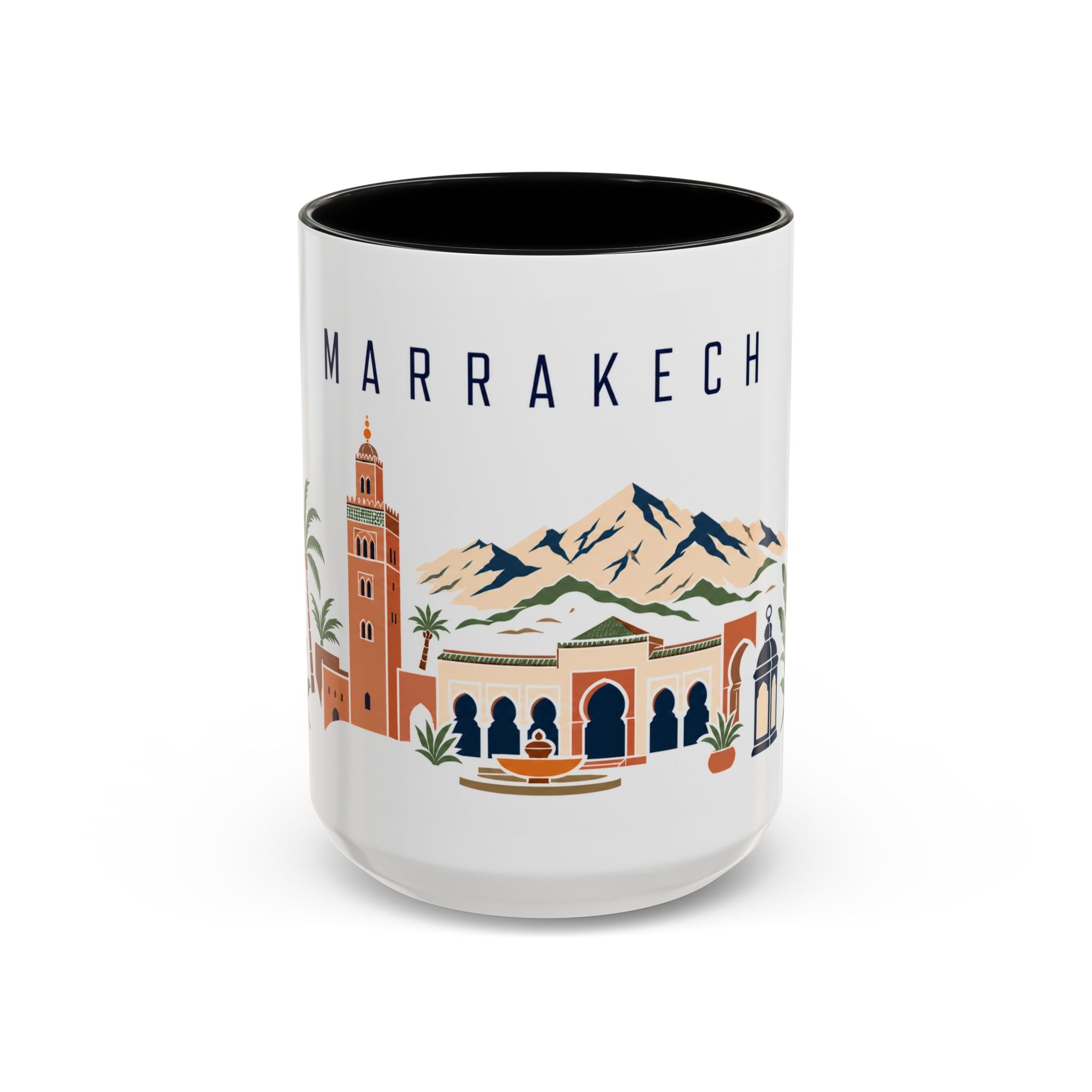 Marrakech Coffee Mug | Morocco Travel Souvenir | Porcelain Decal City Gift | 11oz 15oz Accent Mug