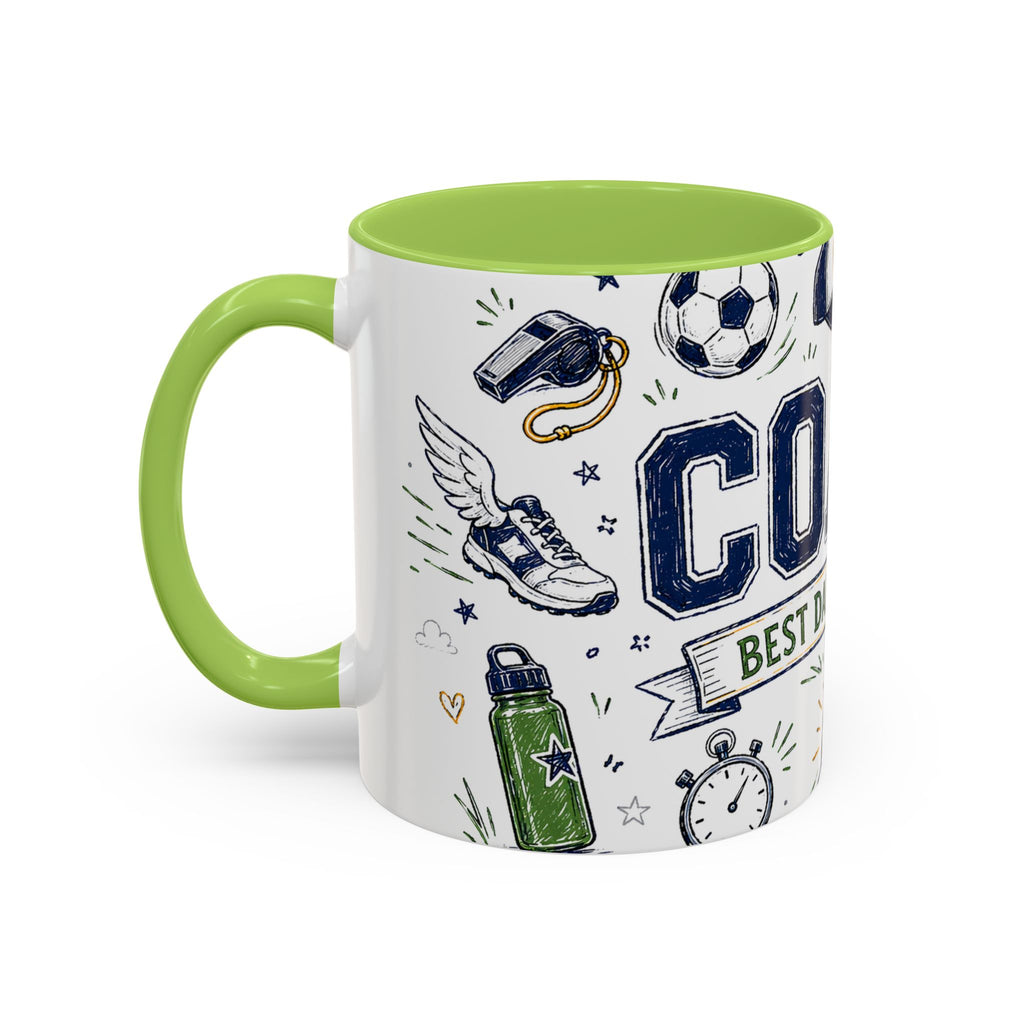 Coach Best Dad On The Field Coffee Mug | Father's Day Gift for Dad | Accent Color Ceramic 11oz 15oz