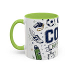 Coach Best Dad On The Field Coffee Mug | Father's Day Gift for Dad | Accent Color Ceramic 11oz 15oz