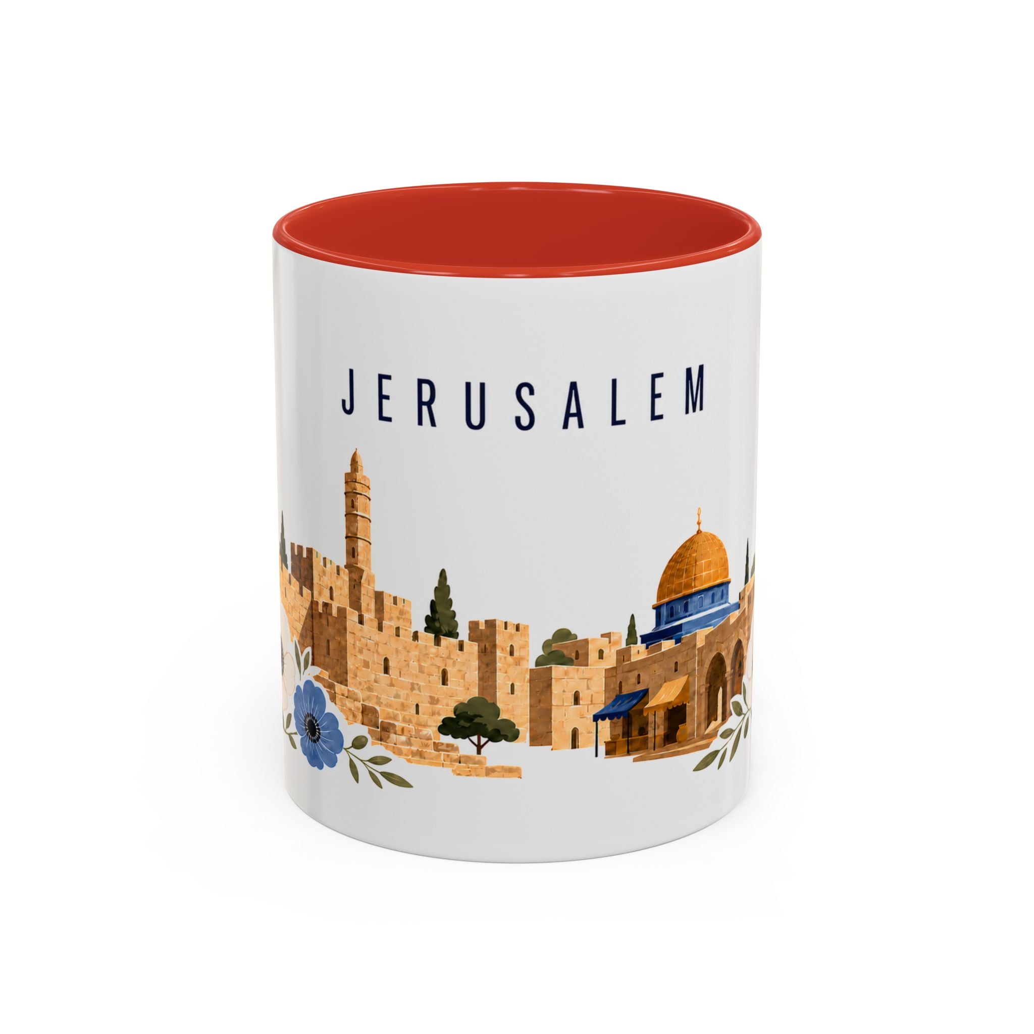 Jerusalem Coffee Mug | Israel Travel Souvenir | Porcelain Decal City Gift | 11oz 15oz Accent Mug