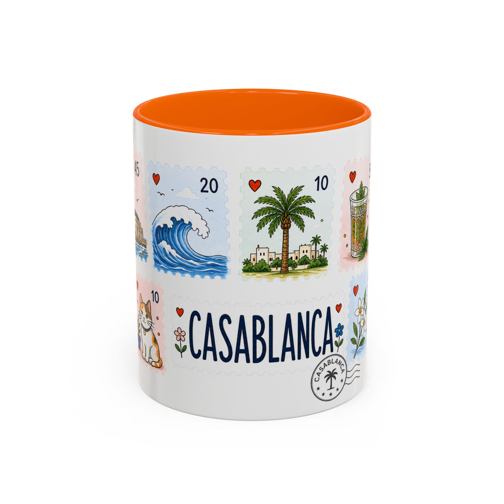 Casablanca Coffee Mug | Postage Stamp Collage Mug | Travel Souvenir Accent Cup 11oz 15oz
