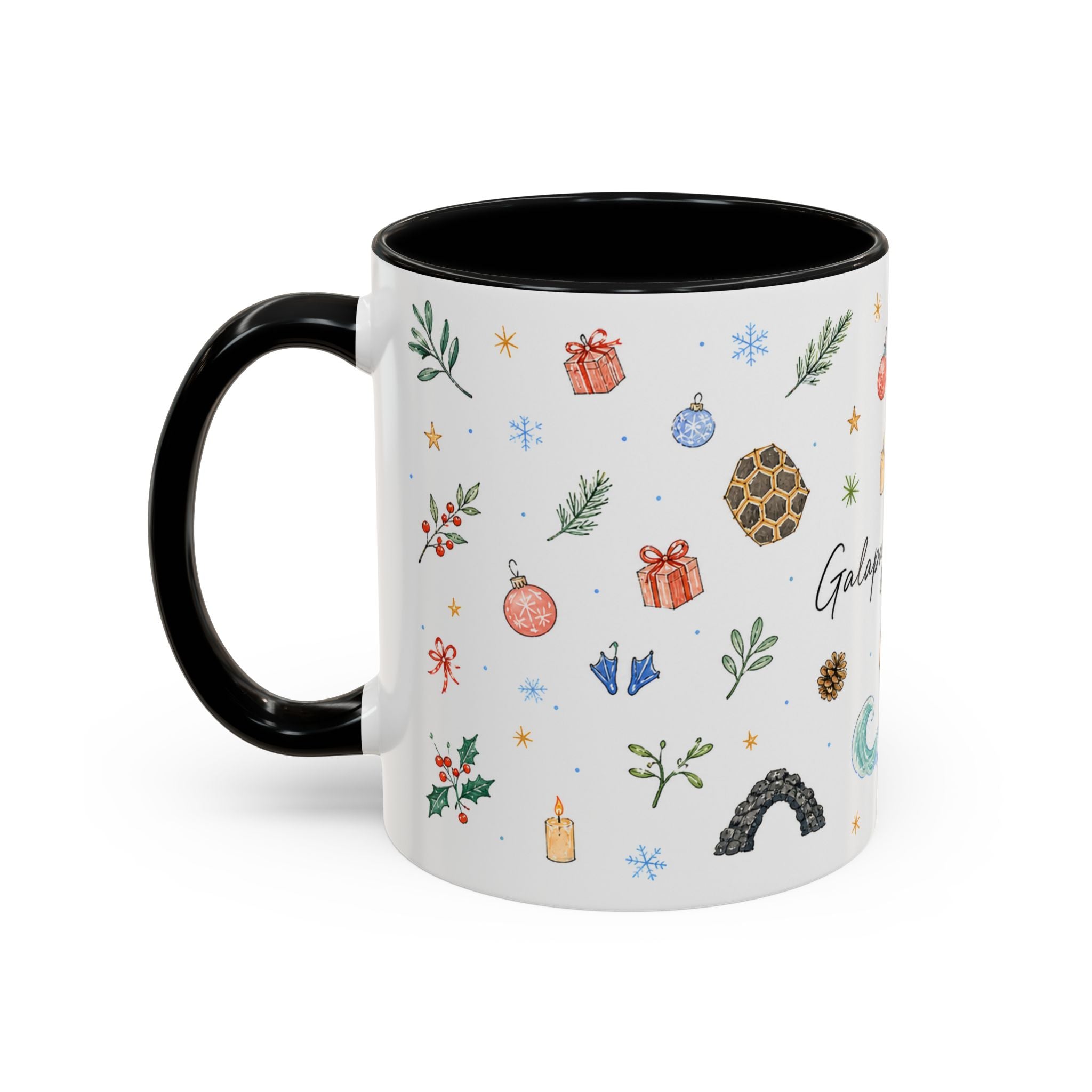 Galapagos Islands Christmas Mug | Watercolor Travel Souvenir | Holiday Gift | Accent Ceramic Coffee Cup 11oz 15oz