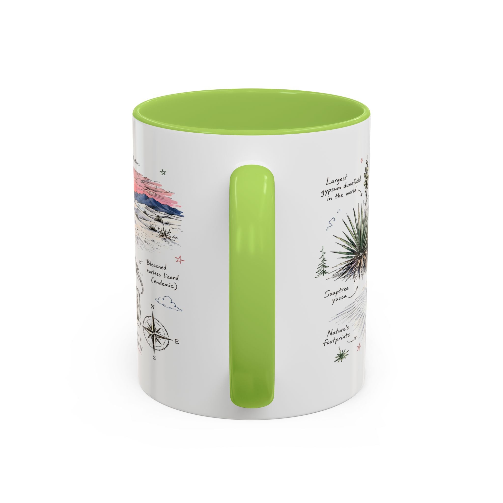 White Sands National Park Coffee Mug | New Mexico Desert Sand Dunes Gift | Accent Color Ceramic 11oz 15oz