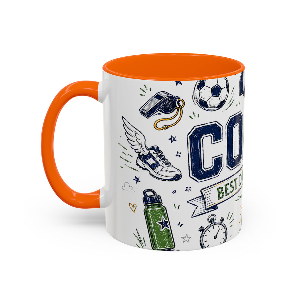 Coach Best Dad On The Field Coffee Mug | Father's Day Gift for Dad | Accent Color Ceramic 11oz 15oz