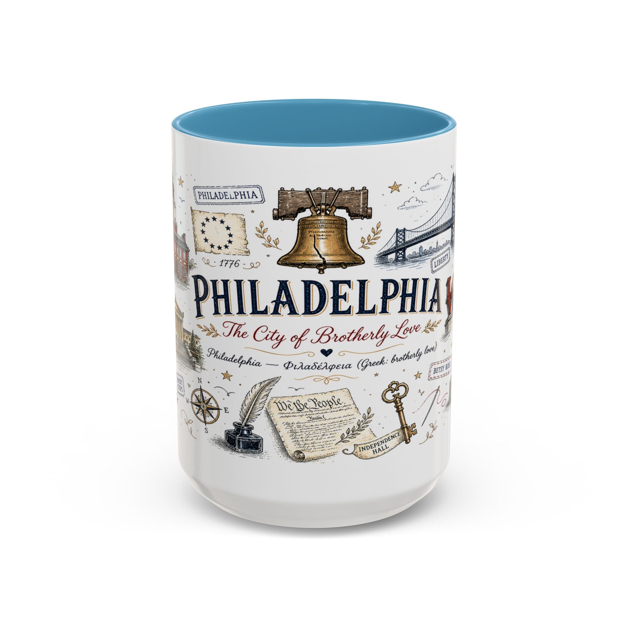 Philadelphia Coffee Mug | Pennsylvania Souvenir City Gift | Accent Color Ceramic 11oz 15oz