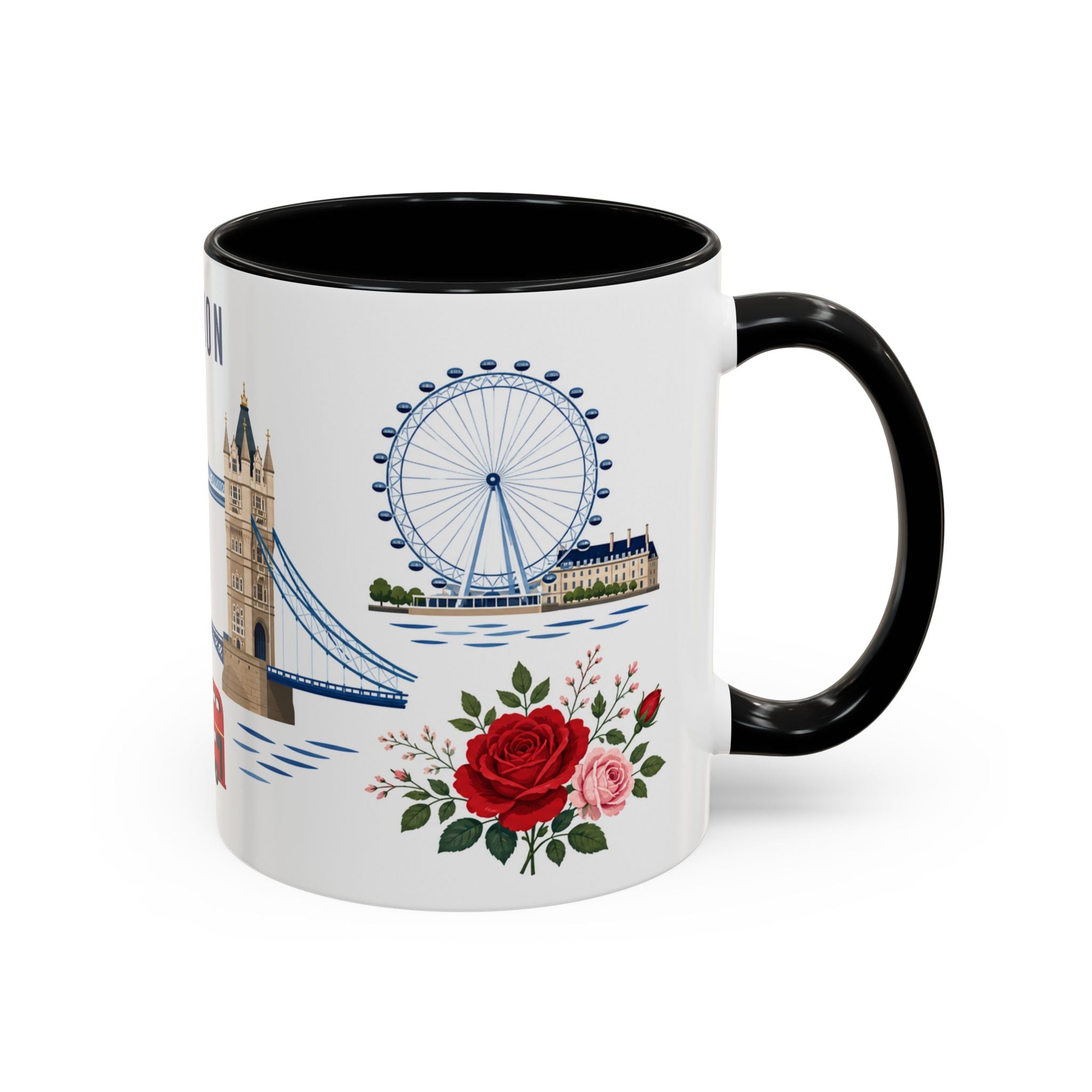 London Coffee Mug | United Kingdom Travel Souvenir | Porcelain Decal City Gift | 11oz 15oz Accent Mug