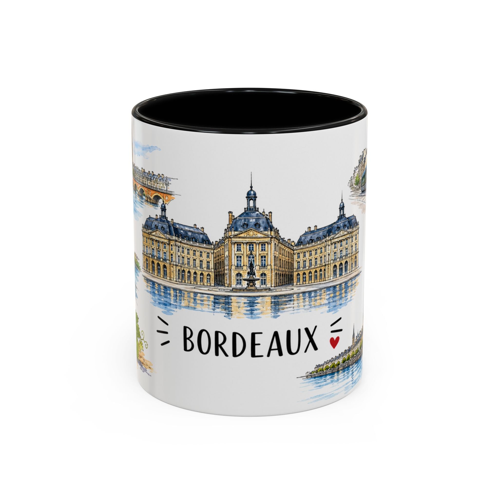 Bordeaux Illustrated Travel Mug | City Souvenir Accent Coffee Mug | 11oz 15oz Ceramic Cup