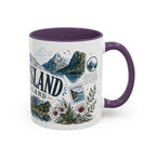 New Zealand South Island Coffee Mug | Travel Destination Souvenir Gift | Accent Color Ceramic 11oz 15oz