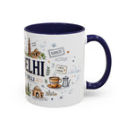 New Delhi Coffee Mug | India Souvenir Travel Gift | Accent Color Ceramic 11oz 15oz