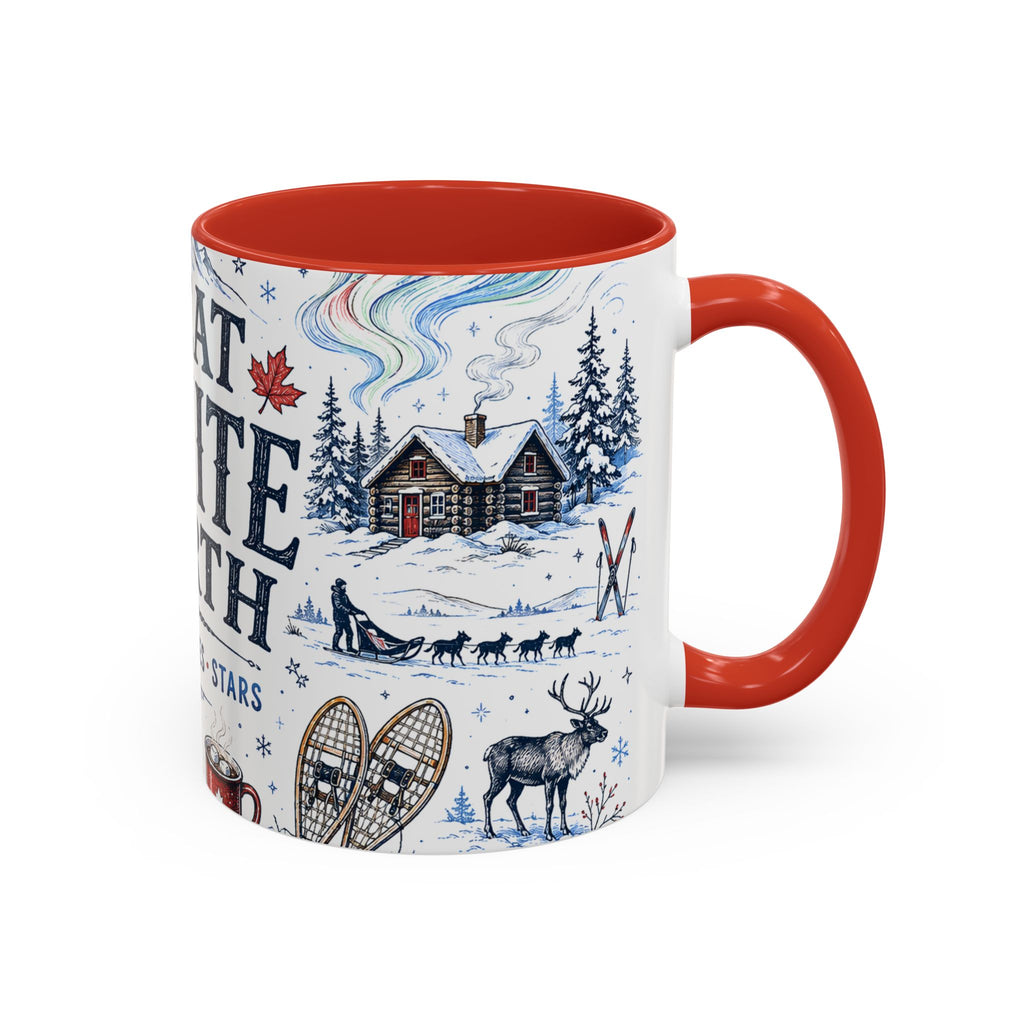 Great White North Coffee Mug | Canadian Pride Gift | Accent Color Ceramic 11oz 15oz