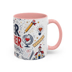 Super Teacher Coffee Mug | All Heroes Wear Capes Teacher Gift | Accent Color Ceramic 11oz 15oz