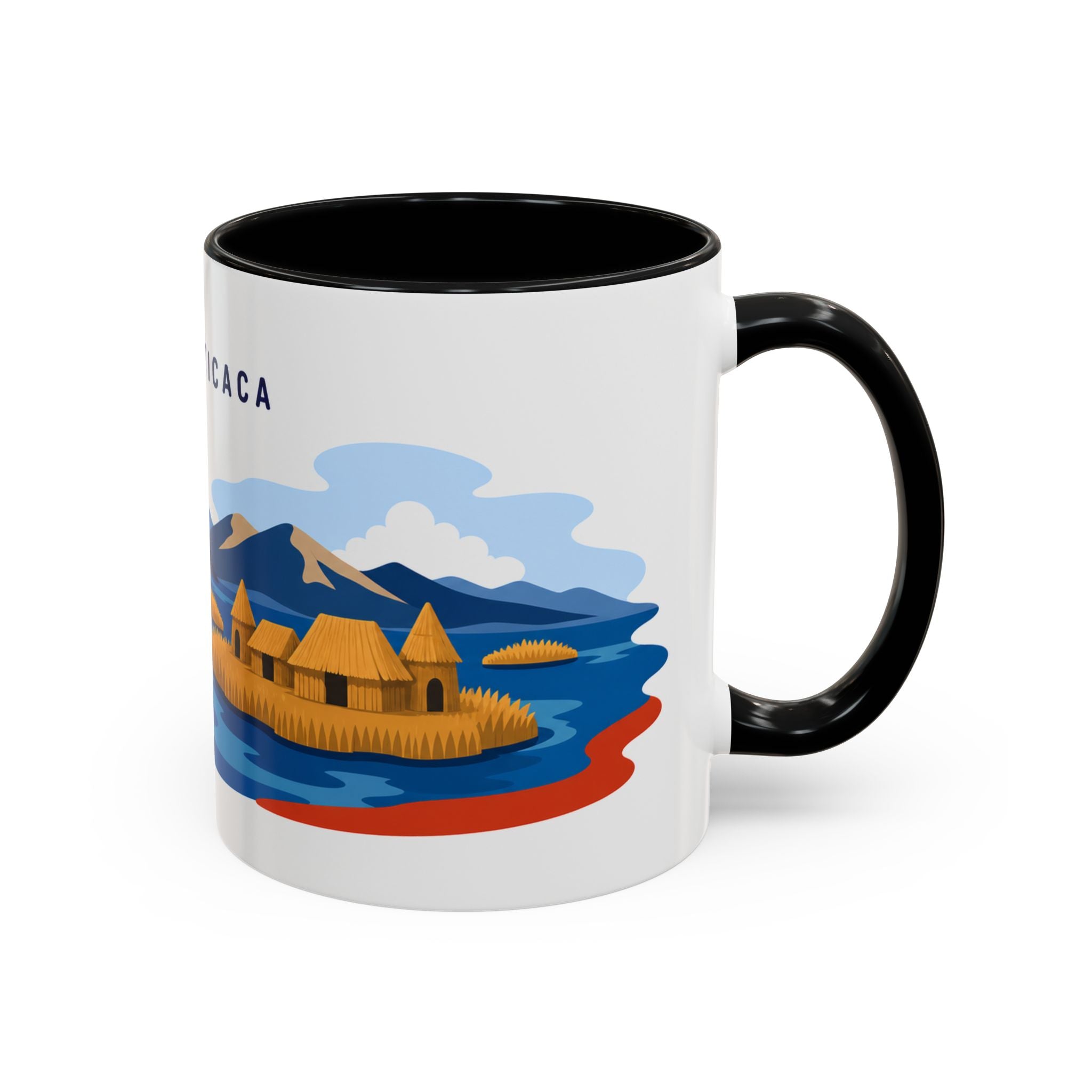 Lake Titicaca Coffee Mug | Travel Destination Souvenir Gift | Accent Color Ceramic 11oz 15oz