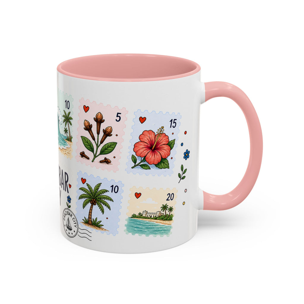 Zanzibar City Coffee Mug | Postage Stamp Collage Mug | Travel Souvenir Accent Cup 11oz 15oz
